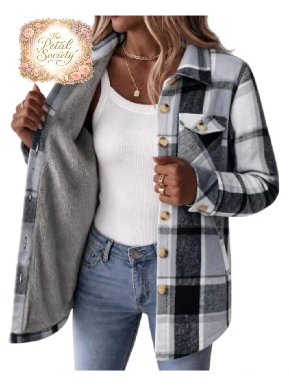 Zeagoo Sherpa Fleece Lined Plaid Flannel Jacket Button Down Pockets